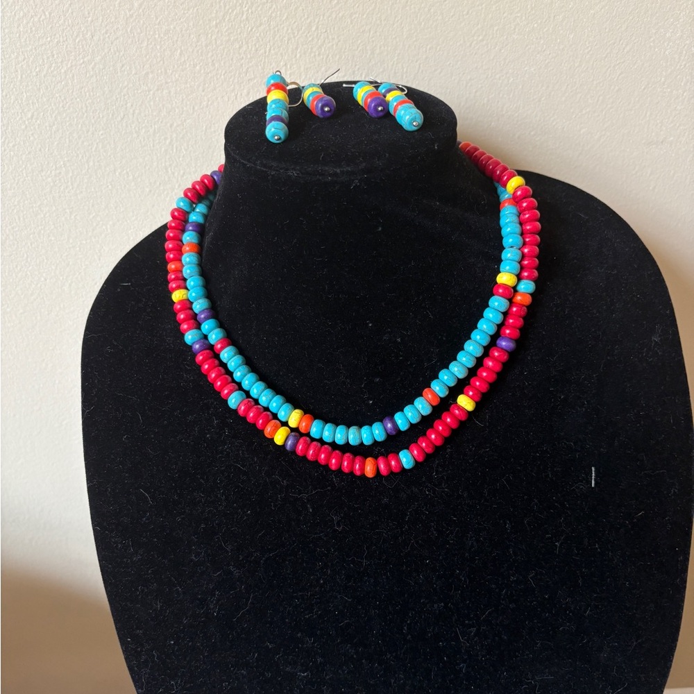 Colorful Beaded Necklace and Earring Set